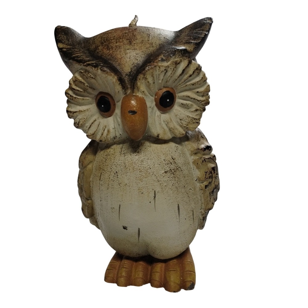 Rustic Owl Candle Figurine Decorative Home Decor Accent